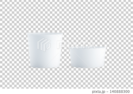 Blank white big and small food bucket mockup png, transparent background, 3d rendering. Empty pail fastfood front side view. Paper chicken bucketful mock up cut out. Clear popcorn box template. 140888300