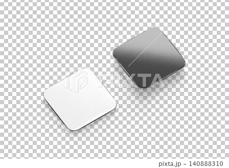 Blank black and white square fridge magnet mockup png, transparent background, 3d rendering. Empty hang attach rubber magnetic mock up cut out. Clear sticky or glue pinboard for refrigerator surface. Blank black and white square fridge magnet mockup png, transparent background, 3d rendering. Empty hang attach rubber magnetic mock up cut out. Clear sticky or glue pinboard for refrigerator surface. 140888310