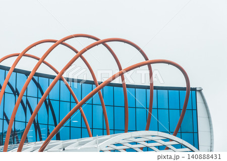 Iron modern architecture city apartment metal structure design exterior facade urban steel Iron modern architecture city apartment metal structure design exterior facade urban steel 140888431