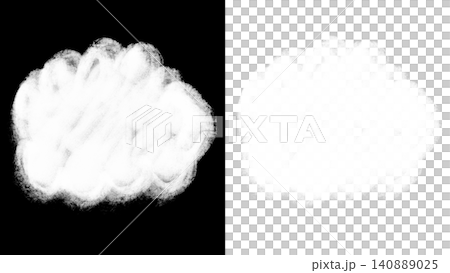 Hand-drawn illustration of white clouds with speech bubble and copy space (transparent background/PNG/JPEG) 140889025