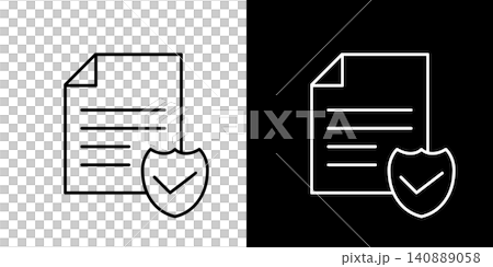 Icon for a secure document. Black and white monochrome vector illustration set. Icon for a secure document. Black and white monochrome vector illustration set. 140889058