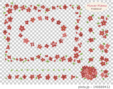紅色花朵插畫邊框花束小花 紅色花朵插畫邊框花束小花 140889412