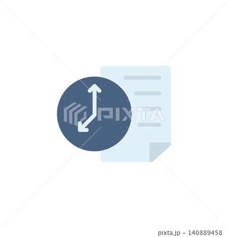Recent use document icon for showing opened file history. Document with clock symbol for file manager or office software. Icon design flat style Recent use document icon for showing opened file history. Document with clock symbol for file manager or office software. Icon design flat style 140889458