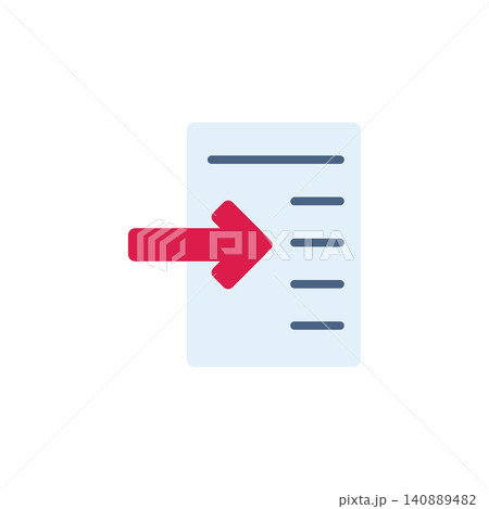Import document icon for bringing external file into application. Document with incoming arrow symbol for file manager. Icon design flat style Import document icon for bringing external file into application. Document with incoming arrow symbol for file manager. Icon design flat style 140889482