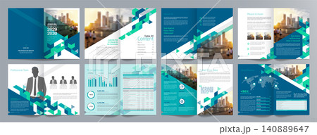 Corporate business presentation guide brochure template, Annual report, 16 page minimalist flat geometric business brochure design template, A4 size. Corporate business presentation guide brochure template, Annual report, 16 page minimalist flat geometric business brochure design template, A4 size. 140889647
