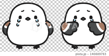 泣いているシマエナガのイラストセット 泣いているシマエナガのイラストセット 140889783