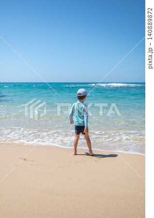 5-Year-Old Boy Playing at the Beach in Sri Lanka on a Sunny Day 140889872