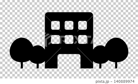 建築物和樹木輪廓的簡單插圖素材 140889974
