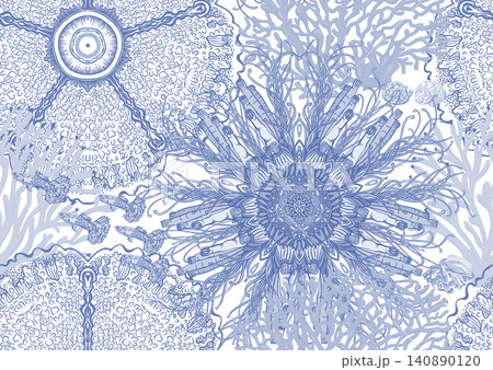 Colorful seamless marine pattern with corals Colorful seamless marine pattern with corals 140890120