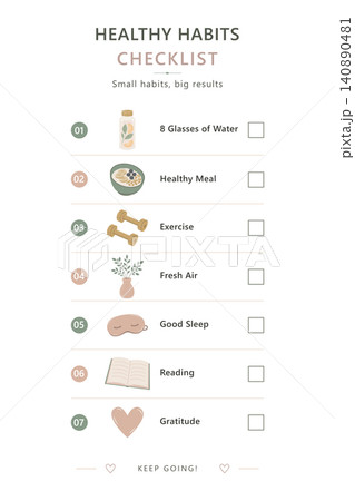 Healthy habits checklist Healthy habits checklist 140890481