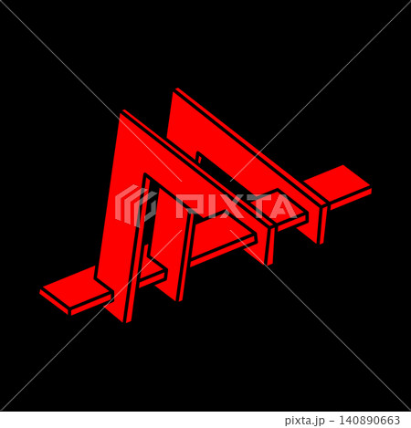Optical illusion modern logo. Impossible shapes vector. Optical art objects. Geometric figures. Escher paradox. Optical illusion modern logo. Impossible shapes vector. Optical art objects. Geometric figures. Escher paradox. 140890663
