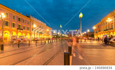 Place Massena square Nice day to night timelapse, French Riviera, Cote d'Azur, France Place Massena square Nice day to night timelapse, French Riviera, Cote d'Azur, France 140890838