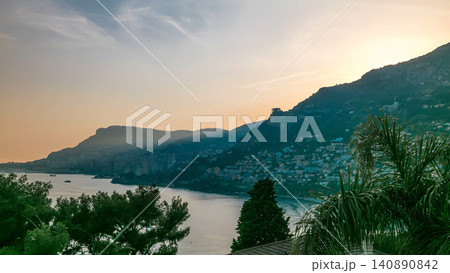 Cityscape timelapse of Monte Carlo, Monaco at summer sunset. 140890842