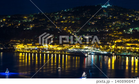 Yachts in port of Saint-Jean-Cap-Ferrat day to night timelapse, France 140890847
