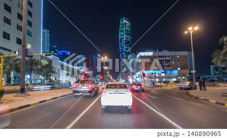 Drive through the traffic in the city highway timelapse hyperlapse in Kuwait. Kuwait, Middle East 140890965