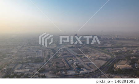 Skyline view of Dubai after sunrise, UAE. Timelapse 140891095