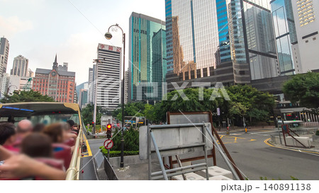A Hong Kong streets view timelapse from open-top touristic bus during Hong Kong island's touring A Hong Kong streets view timelapse from open-top touristic bus during Hong Kong island's touring 140891138