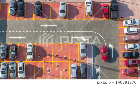 Car parking lot viewed from above timelapse, Aerial view Car parking lot viewed from above timelapse, Aerial view 140891270