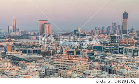 Aerial view of neighborhood Deira with typical buildings timelapse, Dubai, United Arab Emirates Aerial view of neighborhood Deira with typical buildings timelapse, Dubai, United Arab Emirates 140891306