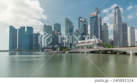 Esplanade bridge and downtown core skyscrapers in the background Singapore timelapse hyperlapse Esplanade bridge and downtown core skyscrapers in the background Singapore timelapse hyperlapse 140891324
