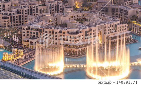 Dubai downtown day to night timelapse. Top view from above Dubai downtown day to night timelapse. Top view from above 140891571