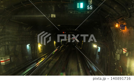 Moving through subway tunnel timelapse in Paris Moving through subway tunnel timelapse in Paris 140891716