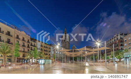 Panoramic day to night timelapse hyperlapse of Plaza de la Reina in Valencia, Spain. Panoramic day to night timelapse hyperlapse of Plaza de la Reina in Valencia, Spain. 140891747