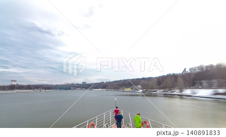 Moscow River. River cruise ships on the Moscow river winter timelapse hyperlapse Moscow River. River cruise ships on the Moscow river winter timelapse hyperlapse 140891833