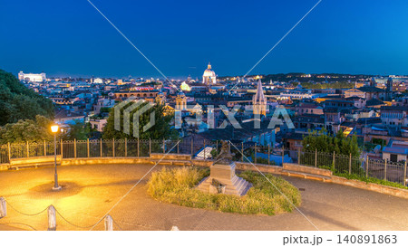 View from the Pincio Landmark day to night timelapse in Rome, Italy on a beautiful warm spring evening View from the Pincio Landmark day to night timelapse in Rome, Italy on a beautiful warm spring evening 140891863