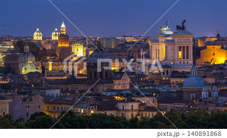 Panoramic view of historic center day to night timelapse of Rome, Italy Panoramic view of historic center day to night timelapse of Rome, Italy 140891868