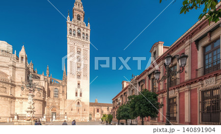 Seville Cathedral and Giralda Tower timelapse hyperlapse panorama, Spain Seville Cathedral and Giralda Tower timelapse hyperlapse panorama, Spain 140891904