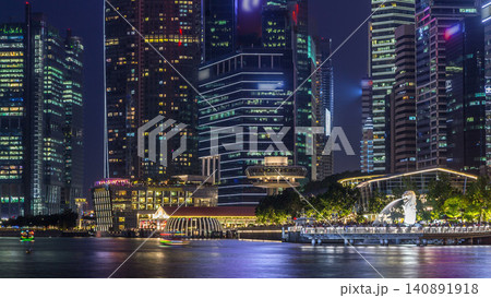 Stunning twilight view of Singapore city cityscape skyscrapers day to night timelapse Stunning twilight view of Singapore city cityscape skyscrapers day to night timelapse 140891918