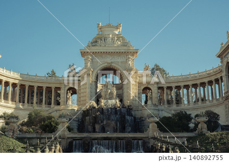 Majestic fountain and historic architecture at palais longchamp in marseille Majestic fountain and historic architecture at palais longchamp in marseille 140892755