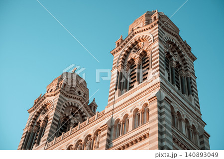 Architectural beauty of marseille cathedral against clear sky Architectural beauty of marseille cathedral against clear sky 140893049