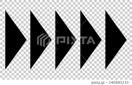 An icon with five right-pointing triangular arrows lined up. 140893233