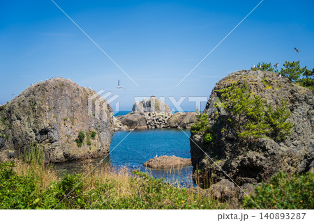 「青森県」初夏の種差海岸の風景「深久保漁港」 八戸市 「青森県」初夏の種差海岸の風景「深久保漁港」 八戸市 140893287