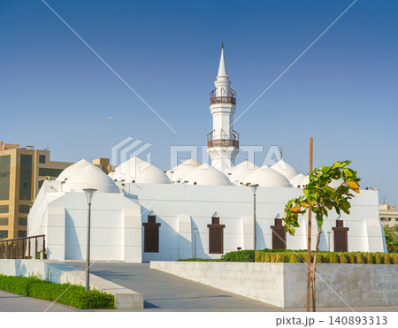 Jeddah, Saudi Arabia- Mar 08 2023, A panoramic view of Jaffali Mosque at daytime, old town of  Jeddah, Saudi Arabia  140893313