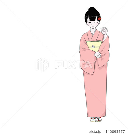 笑顔で手招きする着物女性 おもてなしイメージ 笑顔で手招きする着物女性 おもてなしイメージ 140893377