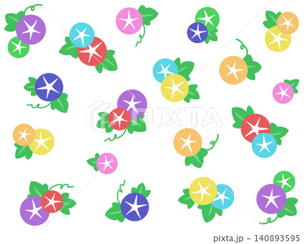 カラフルで可愛い朝顔のイラスト素材 ポップ カラフルで可愛い朝顔のイラスト素材 ポップ 140893595