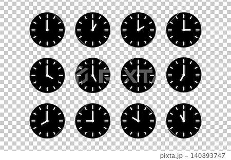 Simple clock face 12-hour icon set 140893747