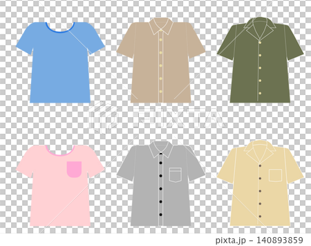 Simple short-sleeved clothing for men - with or without pockets - various colors Simple short-sleeved clothing for men - with or without pockets - various colors 140893859