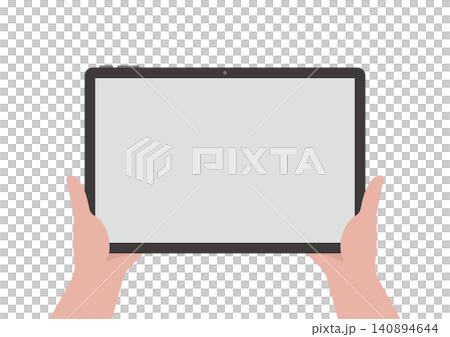 Vector illustration of a hand holding a tablet. Vector illustration of a hand holding a tablet. 140894644