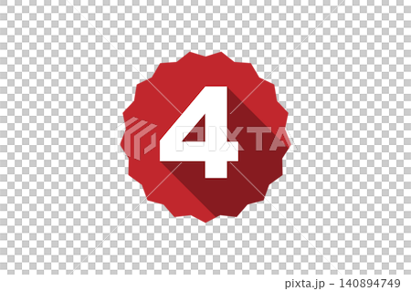 Red Badge Number 4 Icon With Long Shadow Fourth Place Emblem And Achievement Seal Red Badge Number 4 Icon With Long Shadow Fourth Place Emblem And Achievement Seal 140894749