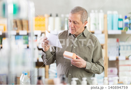 Elderly Man With Medical Prescription And Pills Elderly Man With Medical Prescription And Pills 140894759
