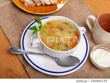 Rassolnik - Traditional Russian soup with pickled cucmbers Rassolnik - Traditional Russian soup with pickled cucmbers 140895135