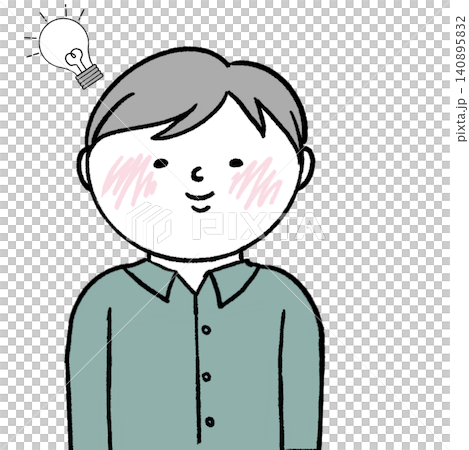 Illustration of a man who has come up with a good idea. Illustration of a man who has come up with a good idea. 140895832