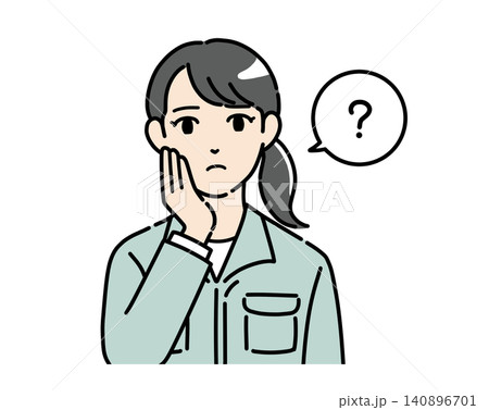 疑問を感じる作業服の女性のイラスト 疑問を感じる作業服の女性のイラスト 140896701