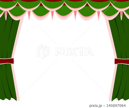 Abstract green geometric theater stage curtain frame on white background with copy space Abstract green geometric theater stage curtain frame on white background with copy space 140897064