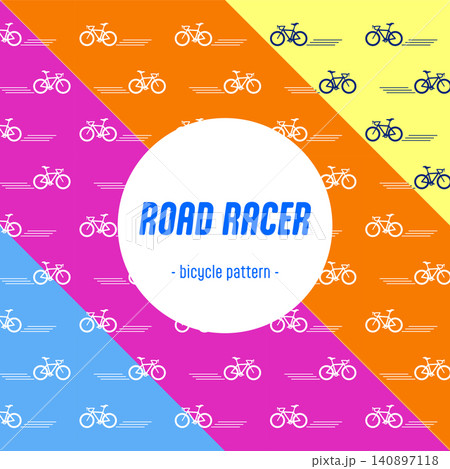 ロードバイクが走る自転車パターン素材 マルチカラーデザインベクターイラスト ロードバイクが走る自転車パターン素材 マルチカラーデザインベクターイラスト 140897118