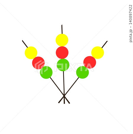 Three skewers of colorful dango japanese snack vector illustration isolated on white background Three skewers of colorful dango japanese snack vector illustration isolated on white background 140897422